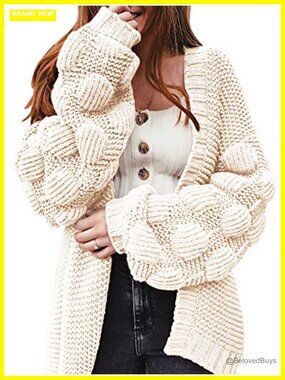 Oversized Chunky Knit Open Front Cardigan Long Sleeve Sweater Coat